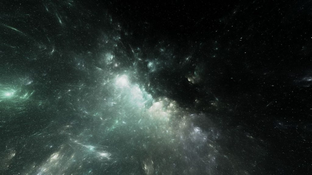 Ethereal image of a colorful nebula set against the vast starry cosmos.